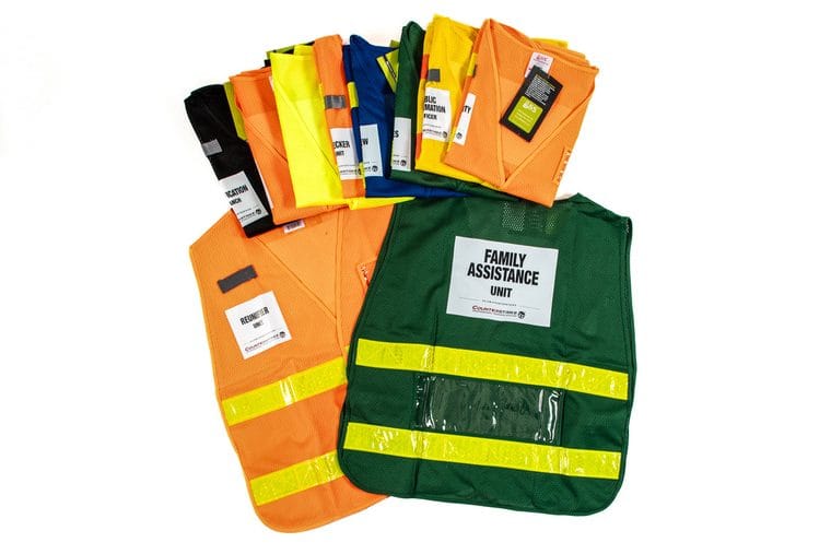 Command and family-assistance vests, part of the Counterstrike Reunification kit